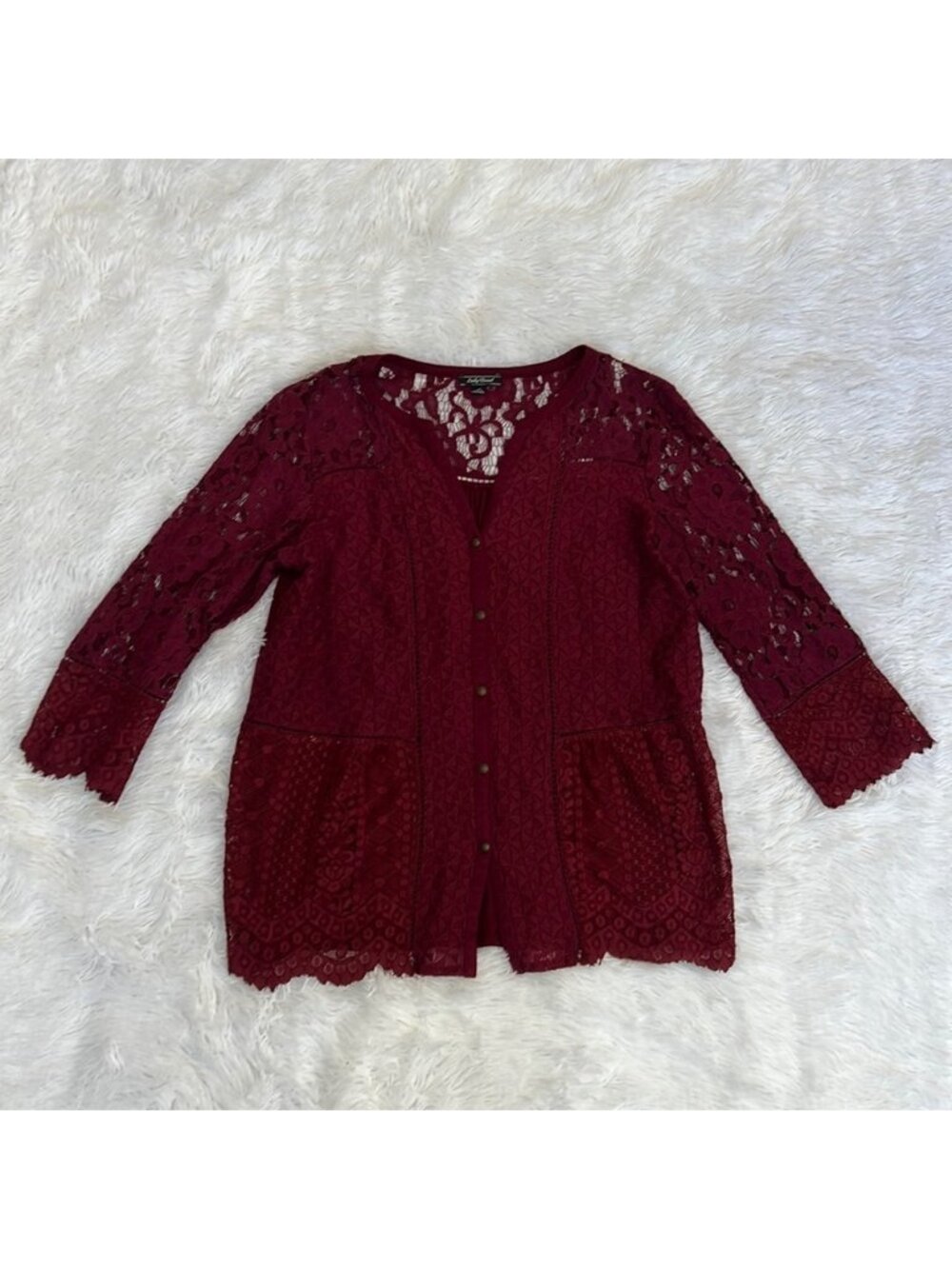 Lucky Brand Long‎ Sleeve Lace Button Down